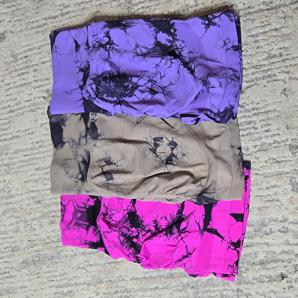 Bundle Size Large Women's Athletic Shorts Pink Purple Brown Lifting Gym Workout